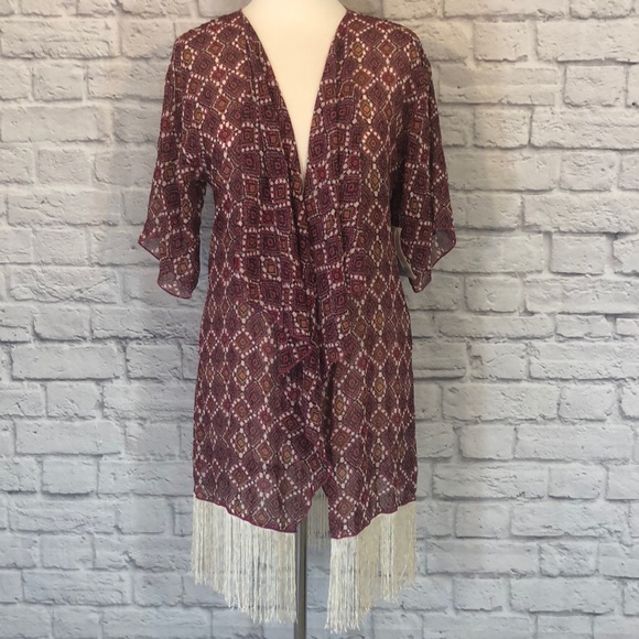 LuLaRoe Tops - LuLaRoe Monroe Kimono with Fringe